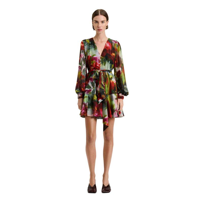 Veronika Maine Painterly Bloom Georgette Mini Dress image number 0